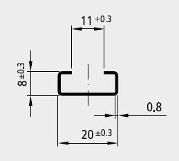 Artikelbild 1 des Artikels C20/8  gelocht Hohlschiene 2000mm 