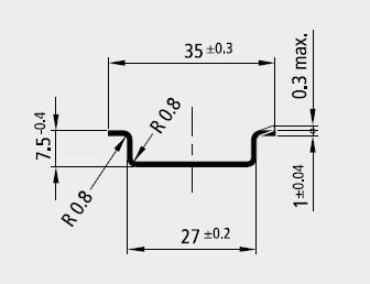 Artikelbild 1 des Artikels SS 35/7,5 ungelocht Schnappschiene 3000mm nieder