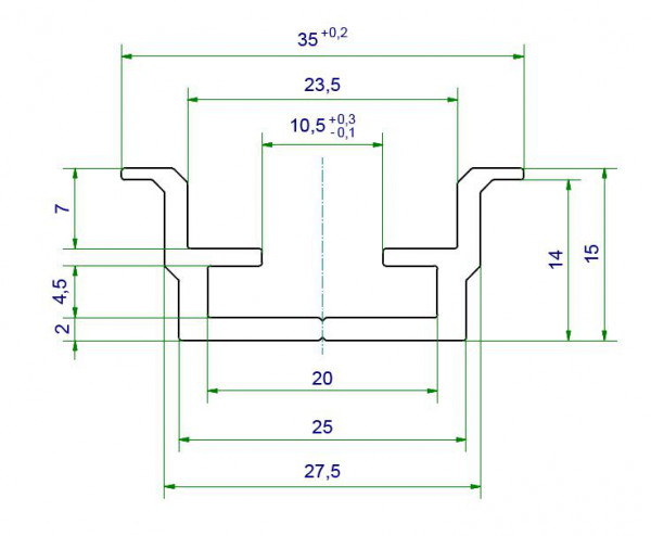 Artikelbild 1 des Artikels AL UNI 35 Aluminiumschiene 2000mm 35/15